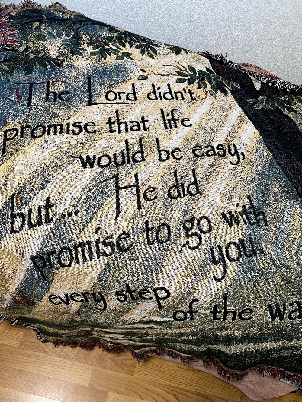 Inspirational Woven Throw Blanket Cottagecore Farmhouse Cabin